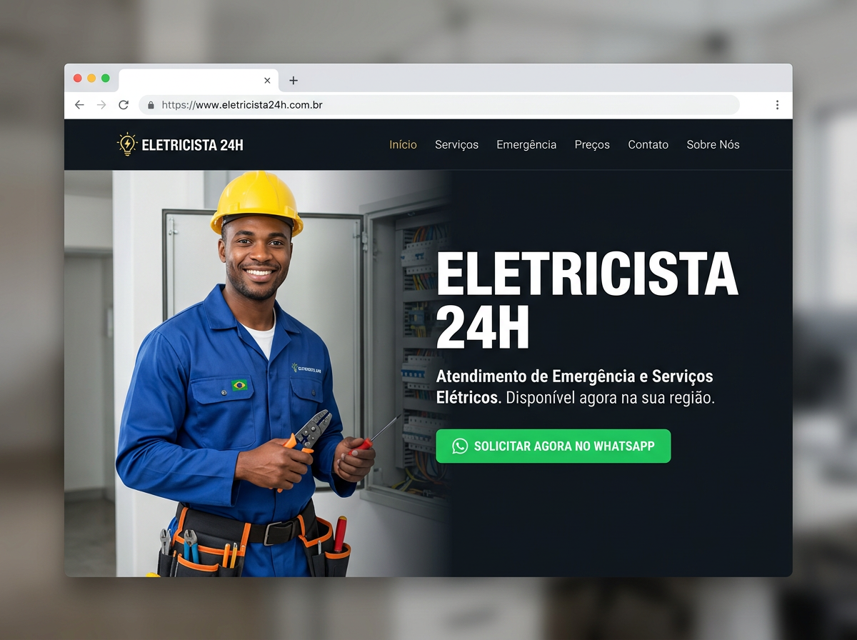 Exemplo de site para Eletricista